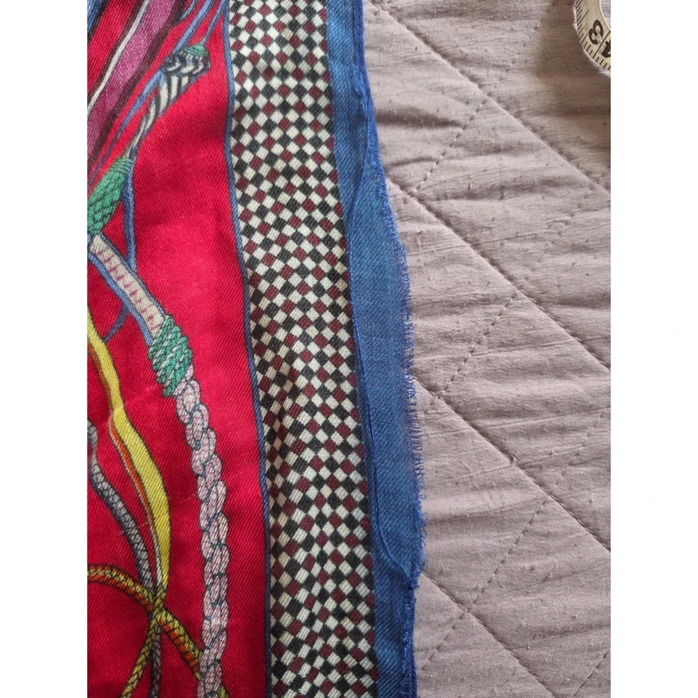 Hermes Red Twill Silk Fouets et Badines Iconic Equestrian Virginie Jamin Scarf